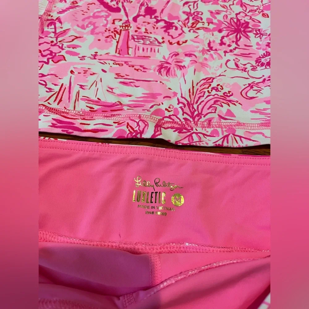 Lilly Pulitzer Pink Floral athletic skort and shirt - Picture 4 of 10